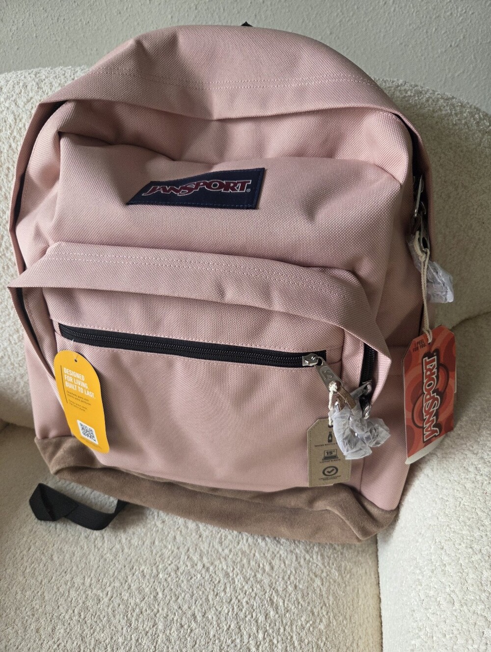 Jansport Right Pack Backpack with Tan Suede Base - Misty Rose